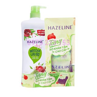 Sữa tắm sáng da Hazeline Matcha lựu đỏ 670g - Tặng Khăn Tắm Cao Cấp