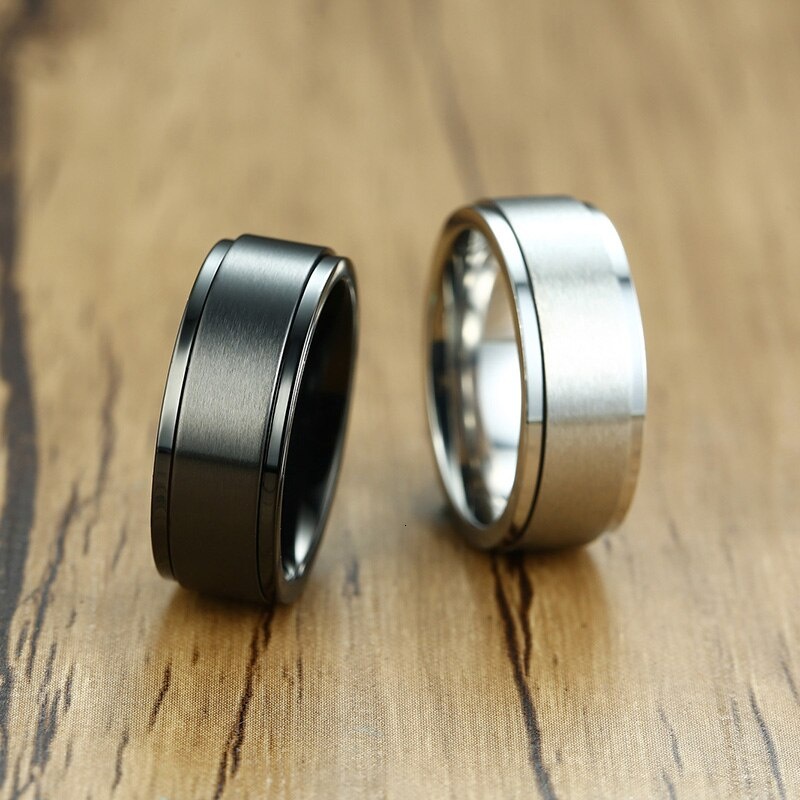 Nhẫn Xoay Bằng Thép Không Gỉ 8mm Giải Tỏa Căng Thẳng Dành Cho Nam