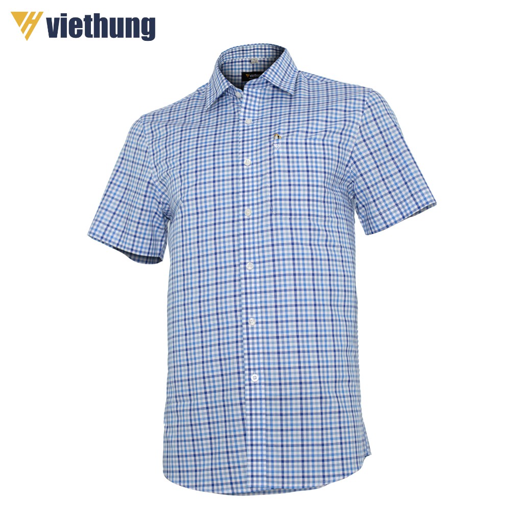 Áo Sơ Mi Nam Ngắn Tay Dáng Ôm VIỆT HƯNG Chất Vải Tổng Hợp Cotton Thoáng Mát Thiết Kế Vạt Bầu Họa Tiết Caro Nhiều Màu | BigBuy360 - bigbuy360.vn