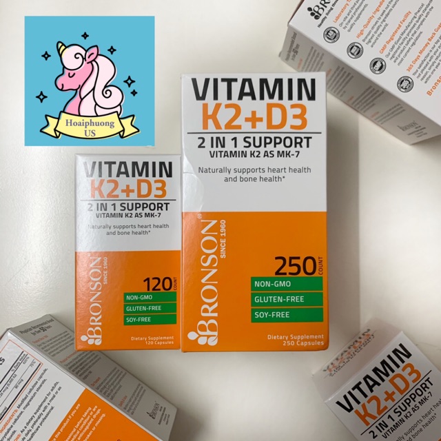 [Date xa] Vitamin K2 + D3 Bronson chính hãng, nhập Mỹ, có sỉ