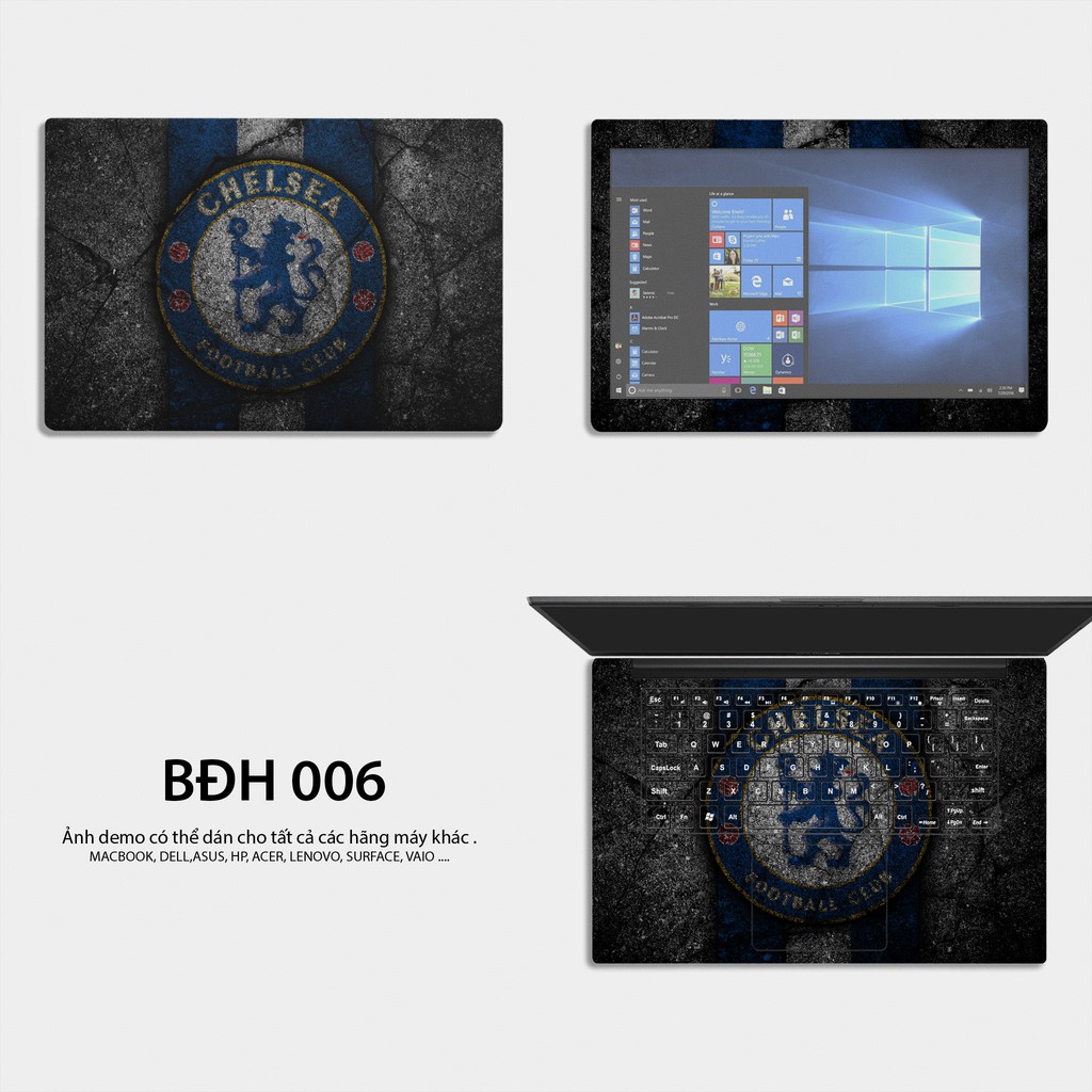 Bộ skin dán laptop mẫu Logo Chelsea / Có mẫu decal dán cho tất cả các hãng máy tính