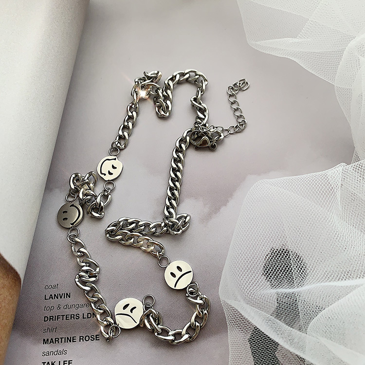 vòng cổ Thép Không Gỉ Mặt Cười Phong Cách Hip Hop