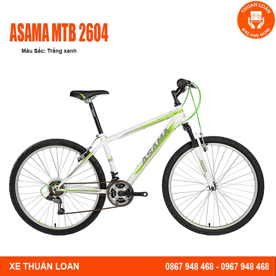 XE ĐẠP THỂ THAO ASAMA MOUNTAINEER MTB 2604. Tặng kèm chắn bùn, bình nước, giá đỡ bình nước, dầu tra xích