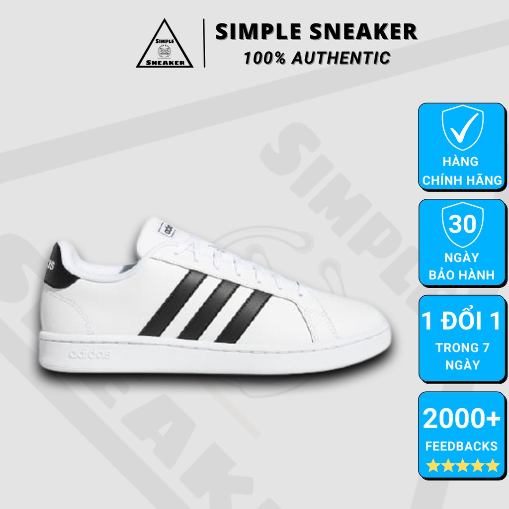 Giày Thể Thao Adidas Grand Court White Black FREESHIP Hàng Chính Hãng - Giày Sneaker Nam Nữ - Simple Sneaker [F36483]