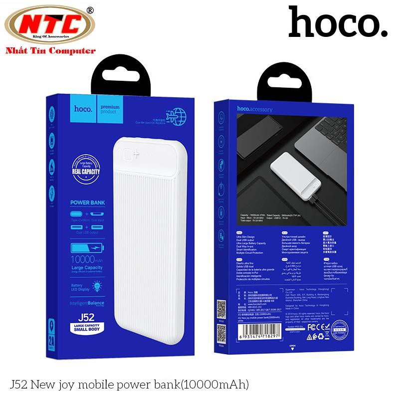 Sạc dự phòng 10000mah HOCO J52, Pin dự phòng chính hãng sạc nhanh 2A tích hợp 2 cổng tiện lợi - BAOVY