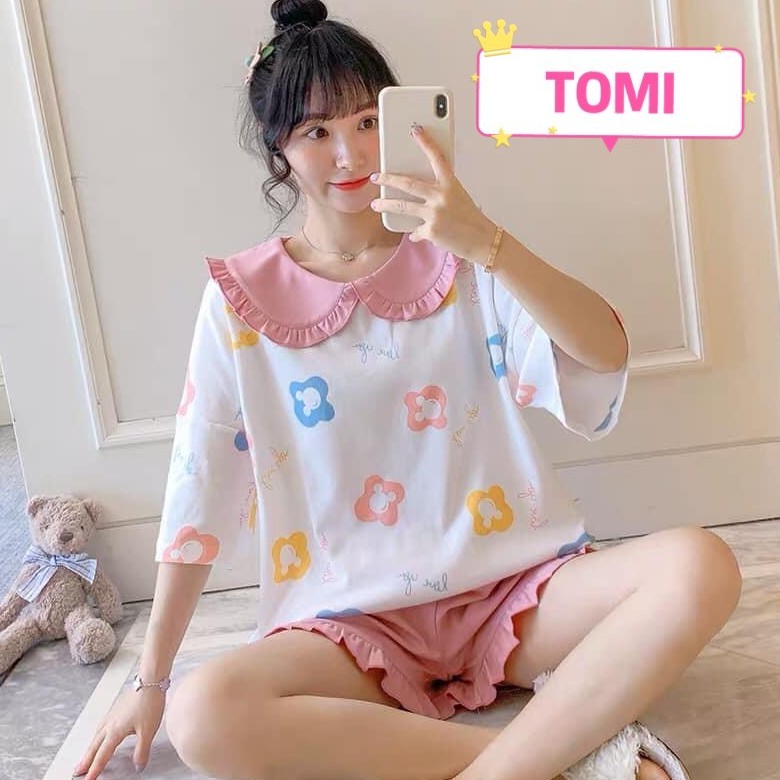 Bộ đồ ngủ nữ ngắn tay cổ bèo Hàn Quốc cực xinh - TOMI BOUTIQUE | BigBuy360 - bigbuy360.vn
