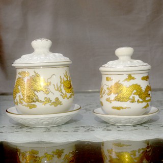 Ly nước thờ cúng rồng vàng