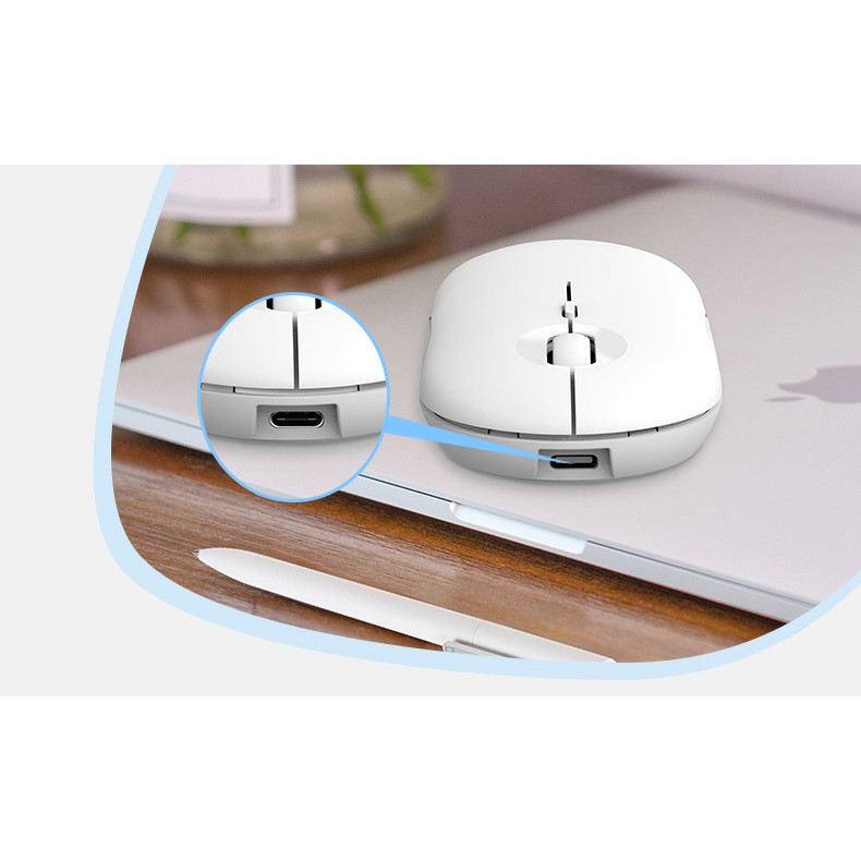 Chuột Không Dây Bluetooth 2.4g Có Thể Sạc Lại Cho Macbook / Laptop / Ipad / Pc / Máy Tính