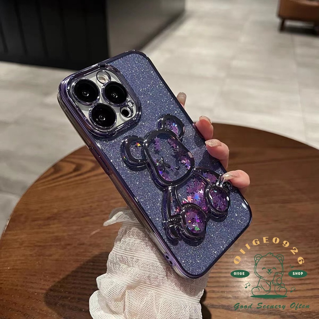 Ốp Điện Thoại Mềm Mạ Điện Hình Gấu Violent 6D Cho Iphone 14 / 13 / 12 Pro Max