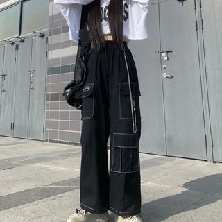 QUẦN GIẢ JEAN CUTTLOTES ỐNG RỘNG VIỀN CHỈ TRẮNG UZZLANG CÁ TÍNH NAM NỮ M3