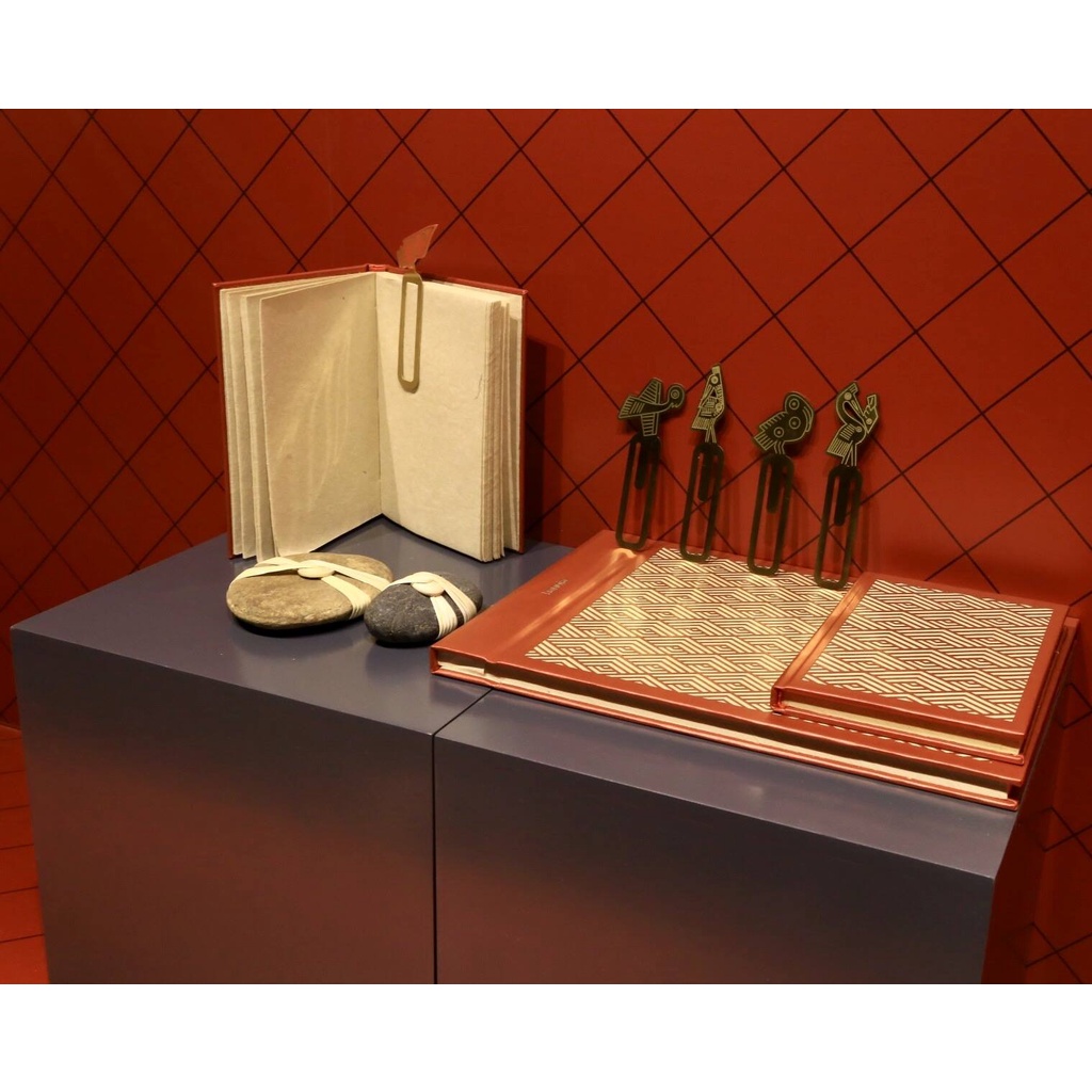 Hanoia Sổ tay kraft vintage giấy dó thủ công bìa đỏ họa tiết cung đình