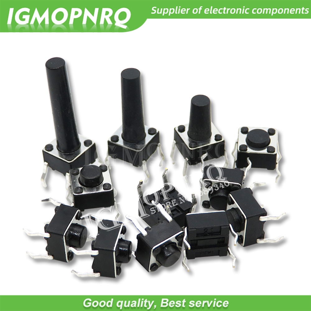 Set 50 Công Tắc Nút Nhấn micro 4pin 6 * 6 6x6x4.3 / 5 / 6 / 7 / 8 / 9 / 10 / 11 / 12 / 13 / 14 / 15 mm 4.3mm 5mm 6mm 7mm 8mm 10 / 11Pro
