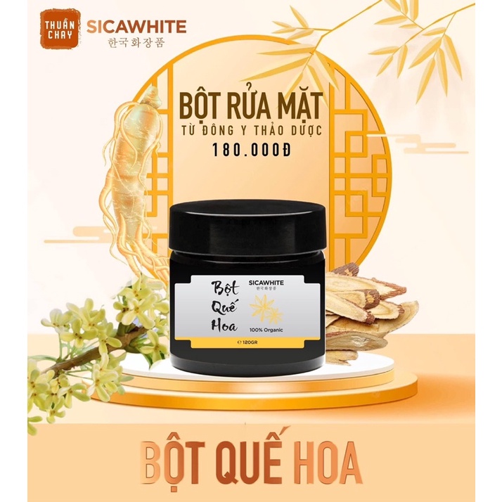 BỘT ĐẮP MẶT NẠ - BỘT RỬA MẶT - BỘT QUẾ HOA SICA WHITE TẶNG MUỖNG GỖ, MUỖNG ĐẮP NẠ