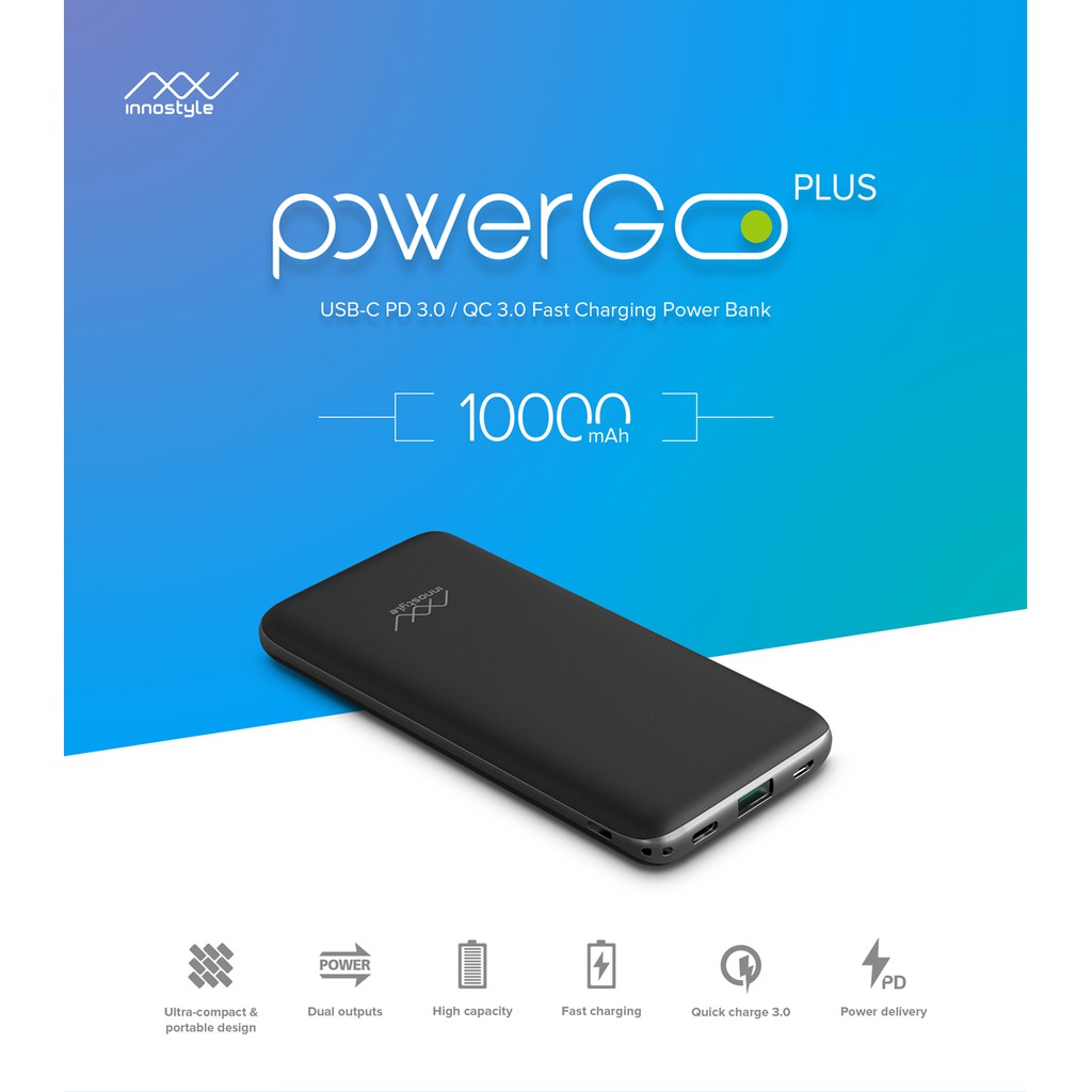 Pin Sạc Dự Phòng INNOSTYLE PowerGO PLus 10000mAh (PD 18W + QC3.0) - Hàng Chính Hãng