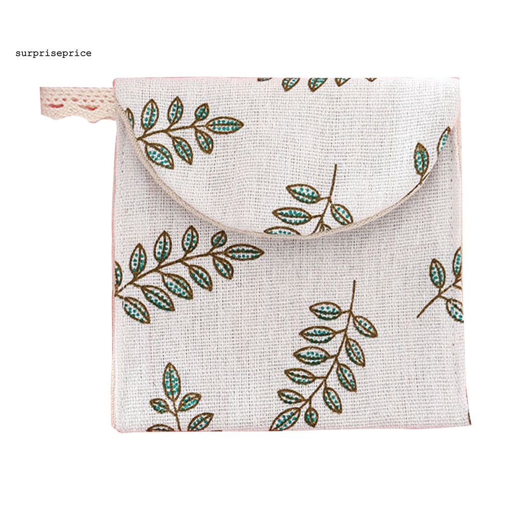 Túi đựng băng vệ sinh vải lanh cotton họa tiết hoạt hình dễ thương