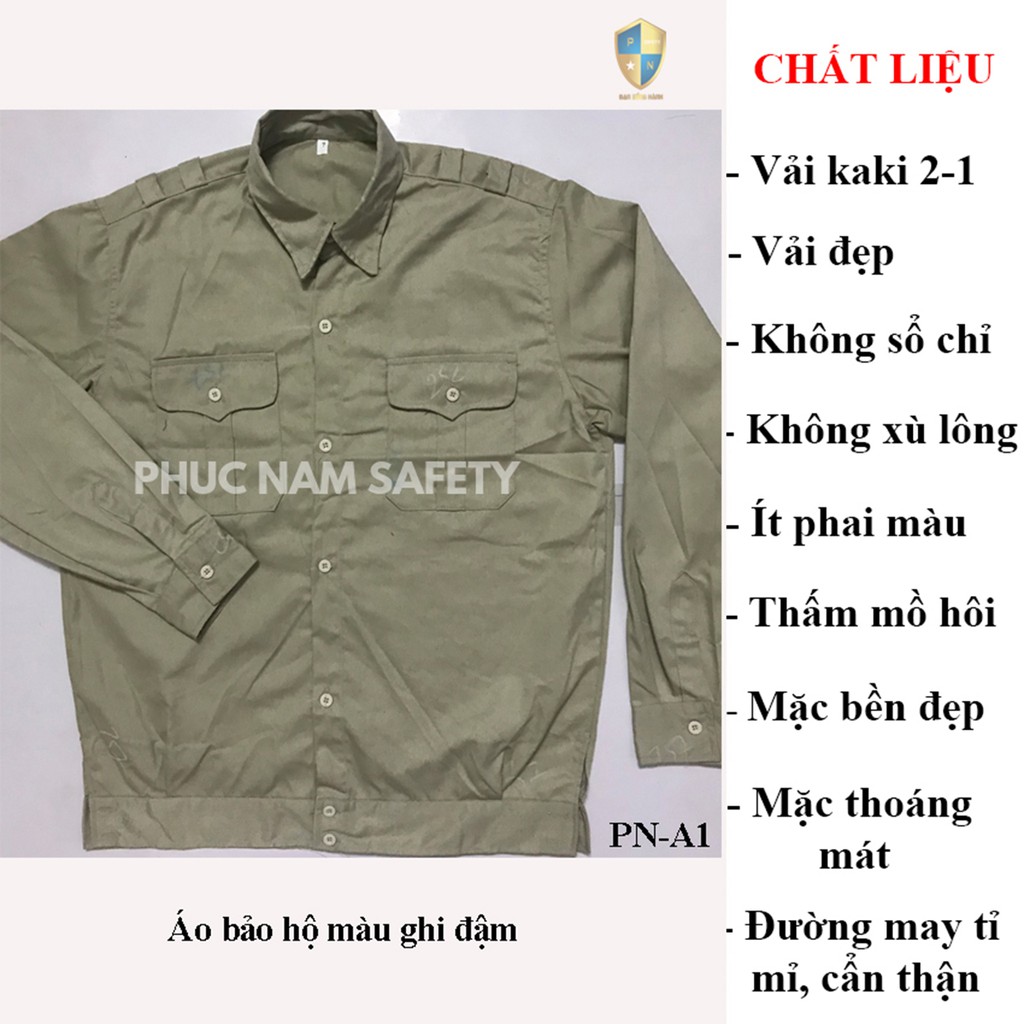 Áo bảo hộ lao động màu ghi đậm, Áo bảo hộ lao động PN-A1, BHLĐ Phúc Nam