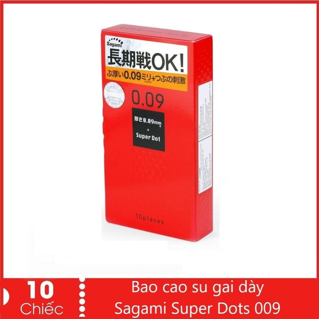 Bao cao su Siêu Gân gai Tăng khoái cảm Sagami 0.09 - bcs Nhật Bản - hộp 10 bao