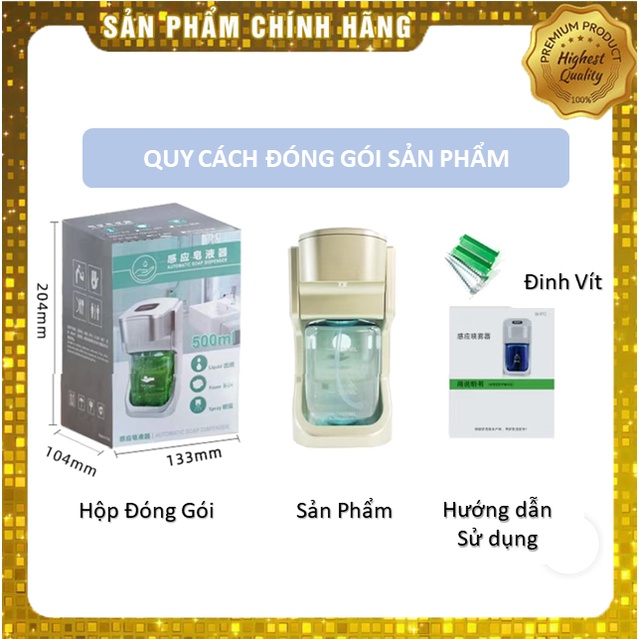 Máy Rửa Tay Sát Khuẩn Tự Động Phun Bọt Nhả Gel Xịt Cồn Rửa Tay Khô Sạc USB Dung Tích 500ml