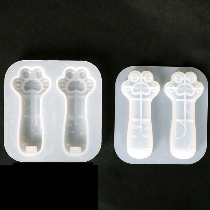 Khuôn Silicone Làm Móc Khóa / Gương Hình Dấu Chân Mèo DIY