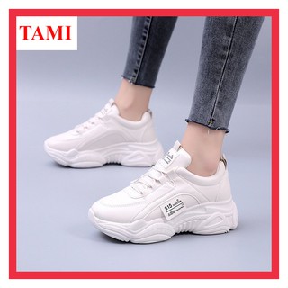 Giày nữ sneaker dáng thể thao màu trắng tăng chiều cao cao cấp TAMI-AD0013