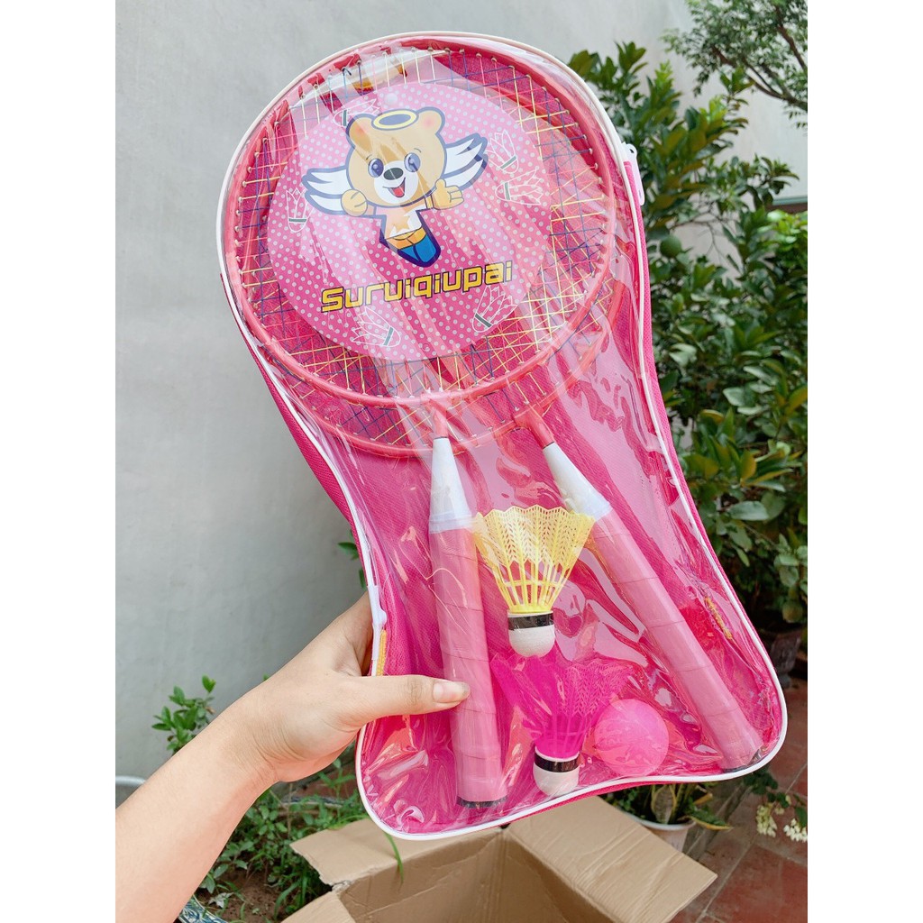 COMBO 2 CHIẾC VỢT CẦU LÔNG CHO BÉ TẶNG KÈM TÚI ĐỰNG CÓ DÂY ĐEO