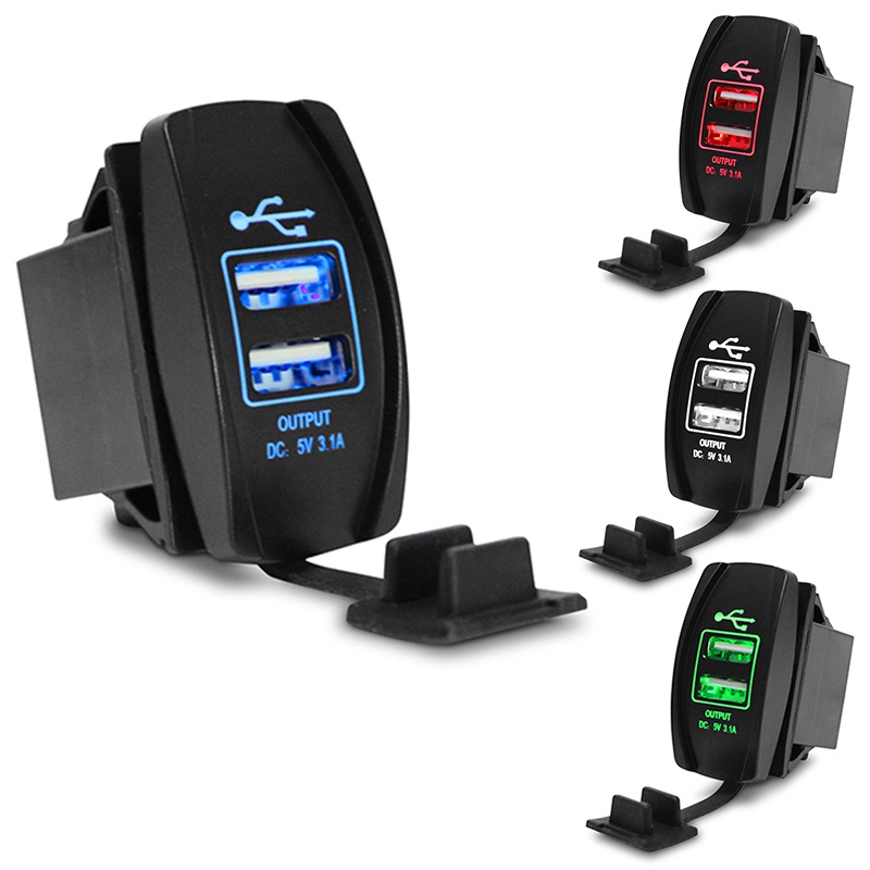 Tẩu Sạc Hai Cổng USB DC 12-24V 3.1A Sạc Nhanh Thông Dụng Cho Xe Hơi / Xe Máy / Tàu Thuyền / ATV