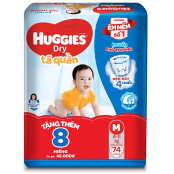 (tặng 1 thú bông )Tã quần huggies đệm mây size M74/L8/XL62