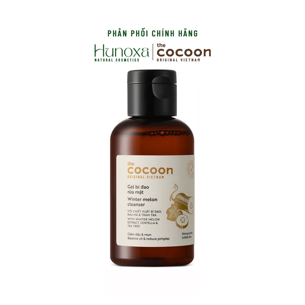 Gel bí đao rửa mặt Cocoon (Winter melon cleanser), sữa rửa mặt dạng gel thuần chay giảm dầu & mụn 140ml - HUNOXA