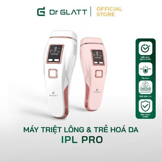 Máy triệt lông mini và trẻ hóa làn da Dr Glatt IPL PRO tích hợp chế độ triệt lạnh