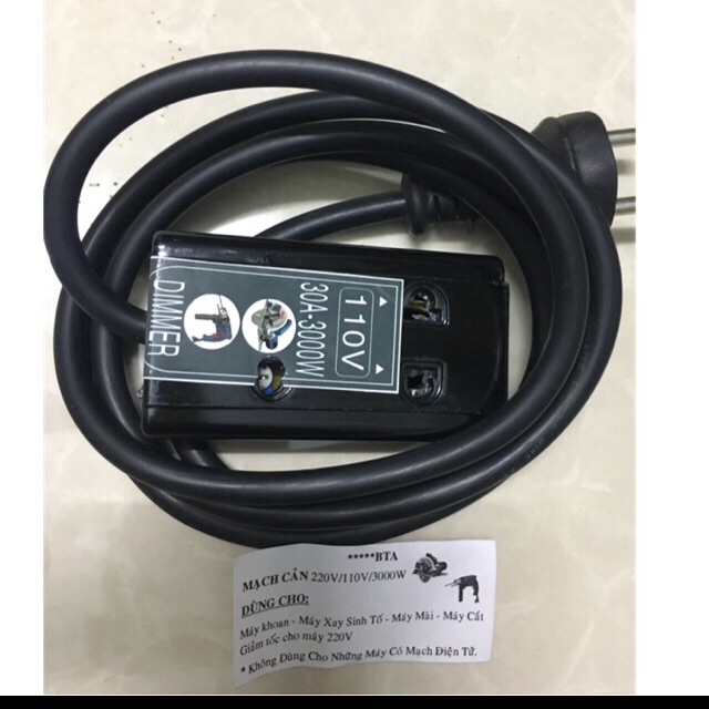 Bộ Dây Nguồn Mạch Cản 220v sang 110v, Dây Chuyển Điện Dimer Có Núm Điều Chỉnh 3000W