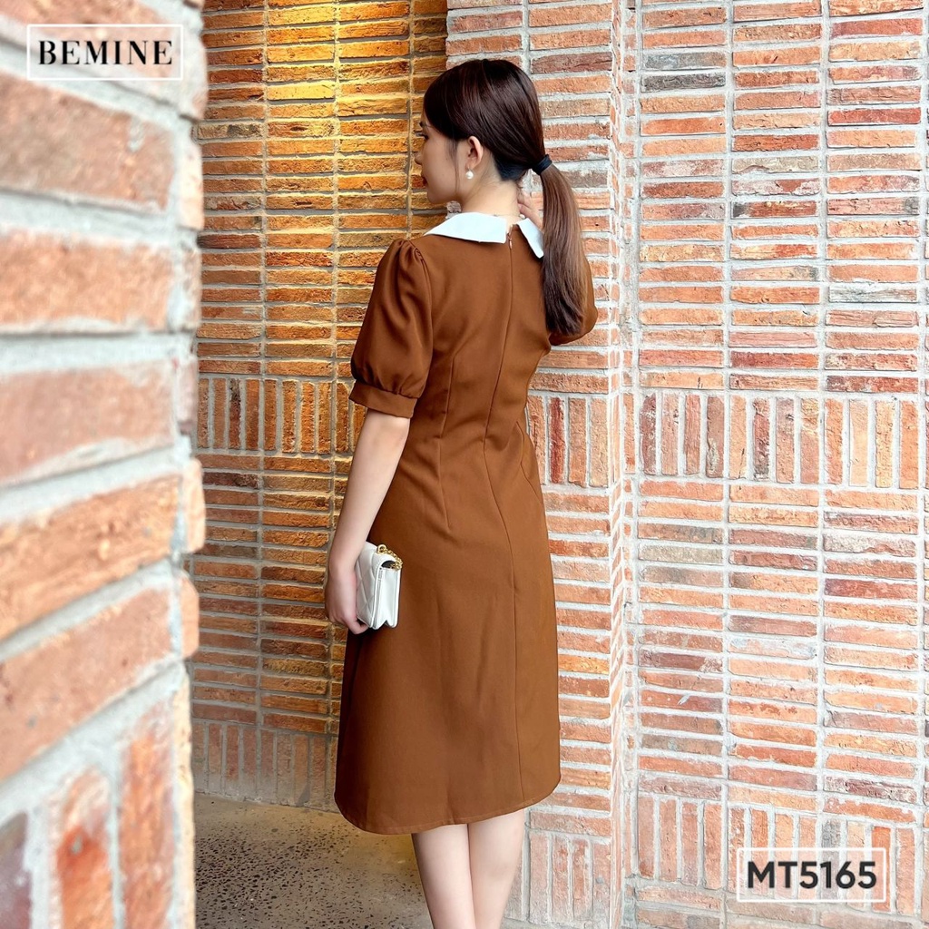Đầm sơ mi cổ nhọn tùng ly BEMINE MT5165NAU