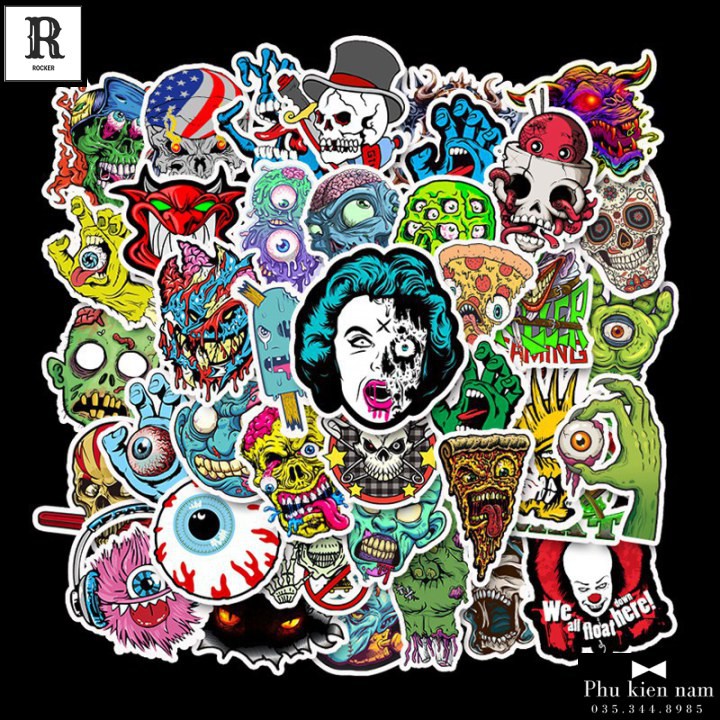 Sticker PVC Chống nước Hình dán Trang Trí Mũ Vali Laptop Điện thoại Xe Tường Zombie ST038