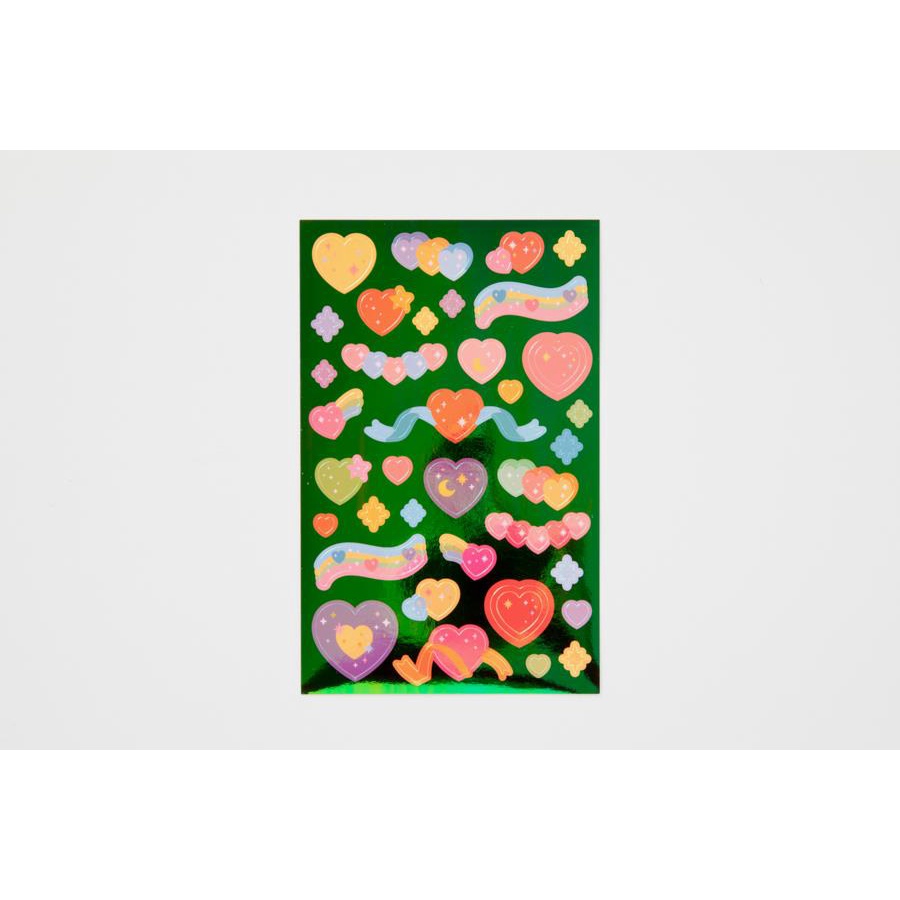 Set 2 Tấm Sticker ARTBOX Hàn Quốc Hình Trái Tim Phủ Màu Cực Quang Sáng Tạo