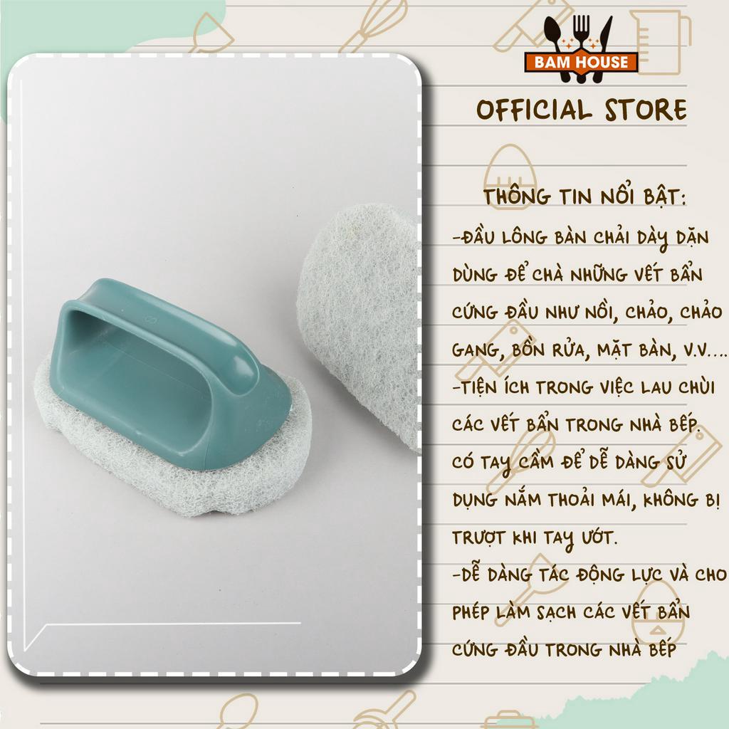 Bàn chải chà bồn rửa chén bề mặt cước siêu sạch có tay cầm xanh CBTC02