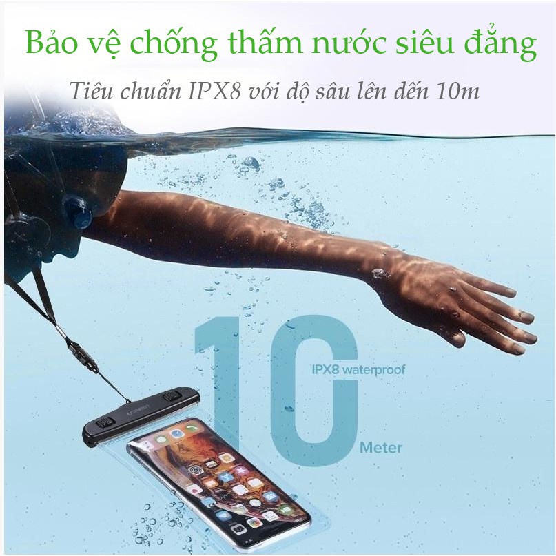 Túi đựng điện thoại UGREEN 60959 50919 chống nước tiêu chuẩn IPX8 độ sâu 10m- Hàng phân phối chính hãng - Bảo hành 18 th