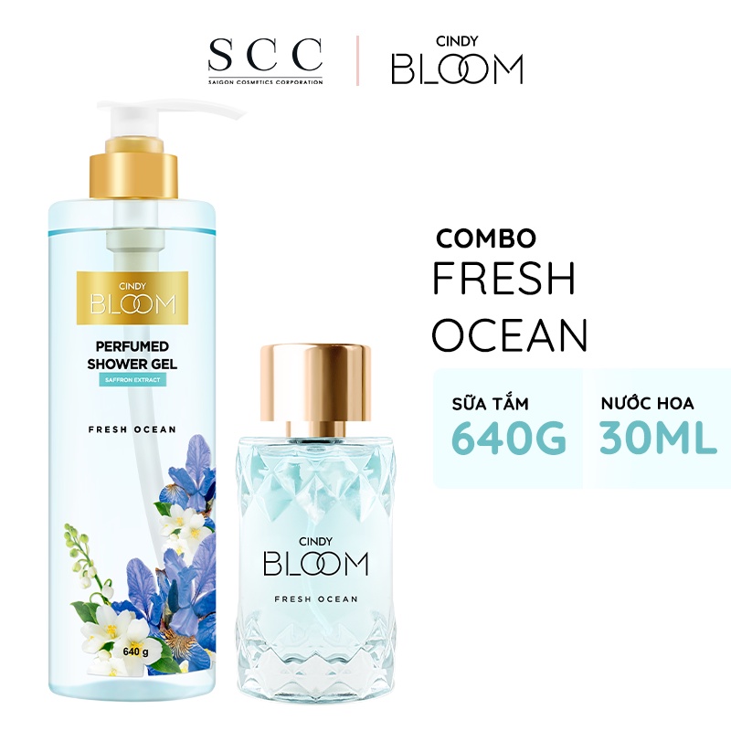 Combo Sữa tắm nước hoa 640g + Nước hoa Cindy Bloom 30ml Fresh Ocean hương năng động trẻ trung