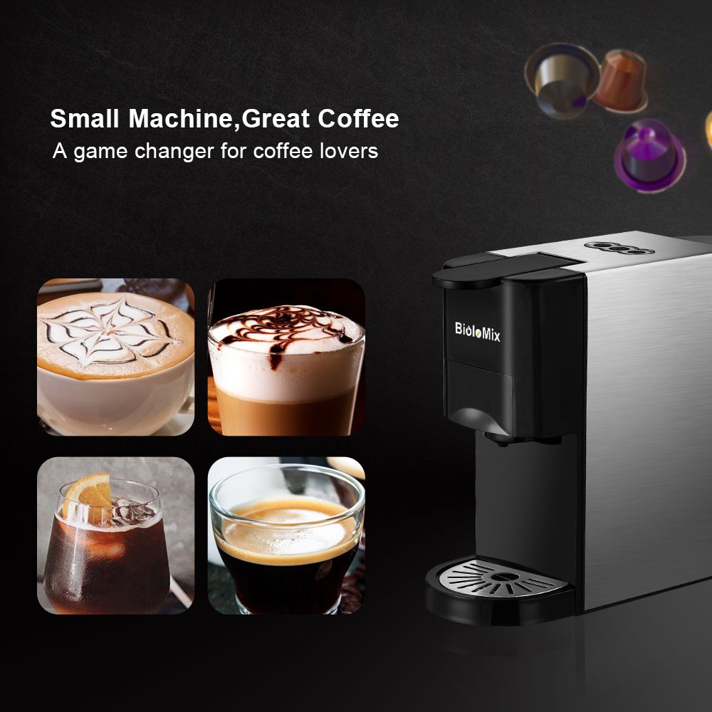 Máy pha cafe Espresso 3 trong 1 19Bar 1450W phù hợp với viên nén cafe Nespresso Dolce Gusto và Bột cafe