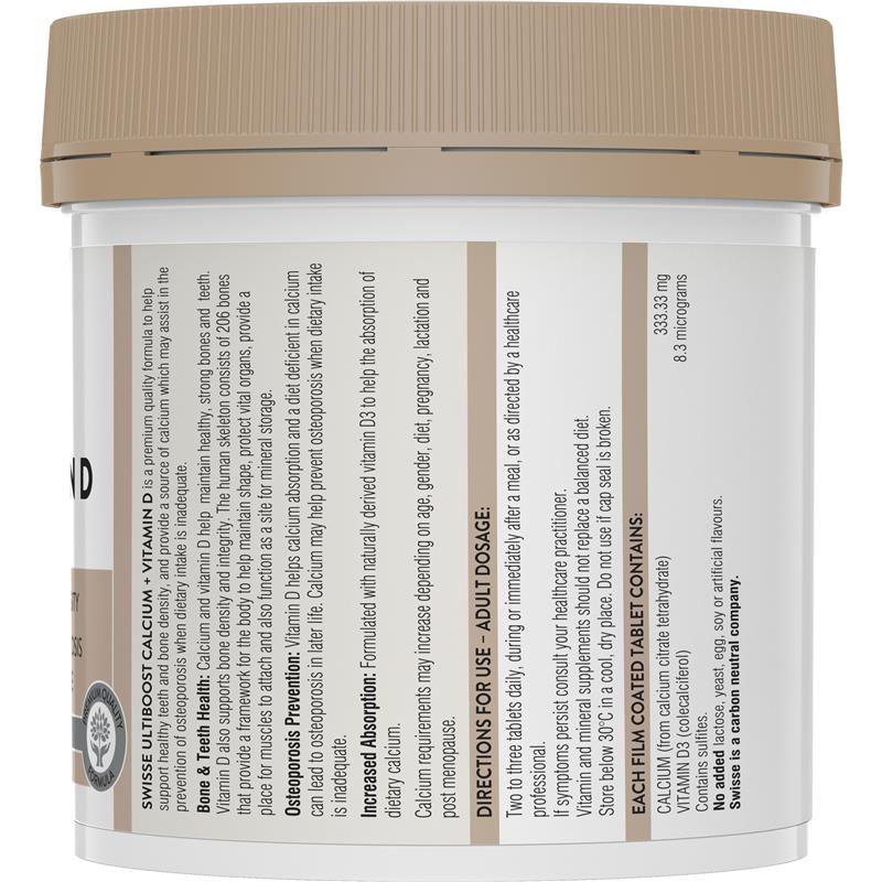 Viên uống Swisse Ultiboost Calcium + Vitamin D 150 viên, bổ sung canxi vitamin D, cải thiện sức khỏe hệ xương