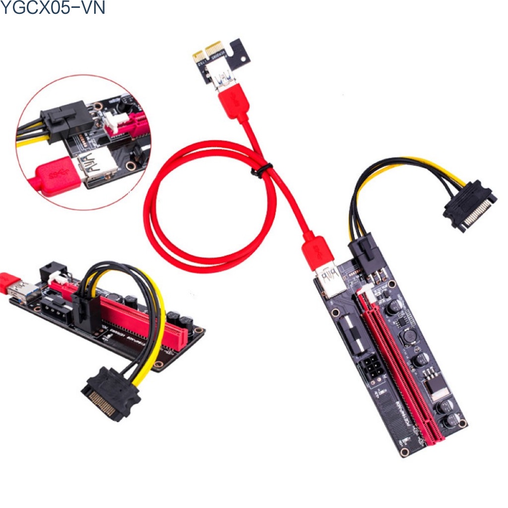 Thẻ Mở Rộng Ver009S Pci-E 6pin Pcie 1x Sang 16x Kèm Cáp Usb 3.0 Cho Btc Mining Miner | BigBuy360 - bigbuy360.vn