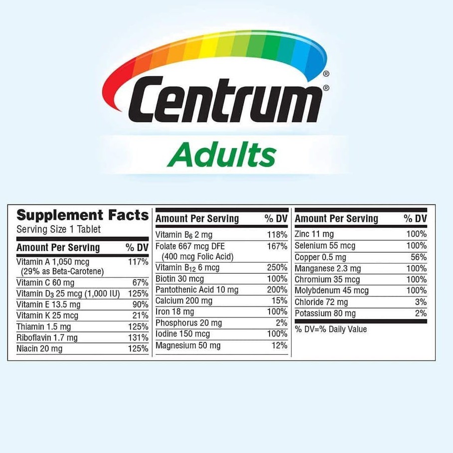 [HSD 10/2023 ] CENTRUM ADULT - VIÊN UỐNG BỔ SUNG VITAMIN TỔNG HỢP CHO NGƯỜI TỪ 18 TỚI 50 TUỔI - (200 VIÊN) | Thế Giới Skin Care