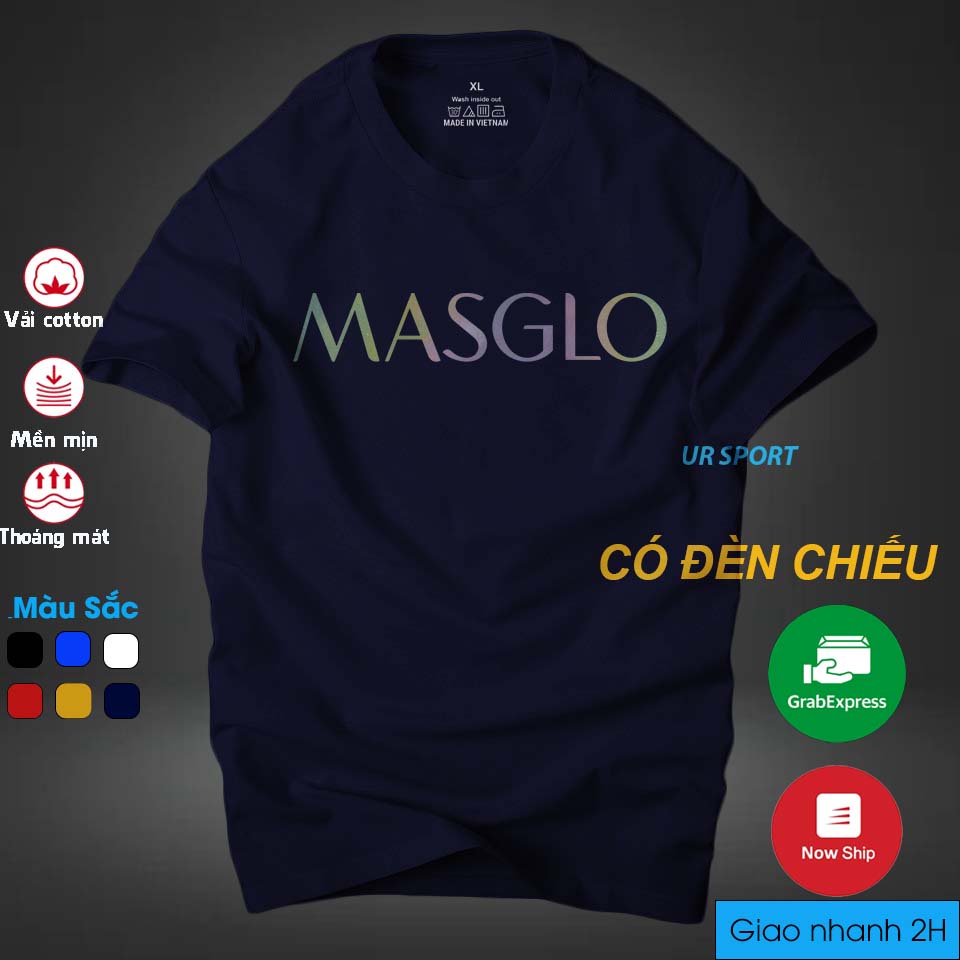 Áo thun nam cổ tròn Masglo phản quang 7 màu cá tính, chất vải cotton 4 chiều cao cấp thoáng mát