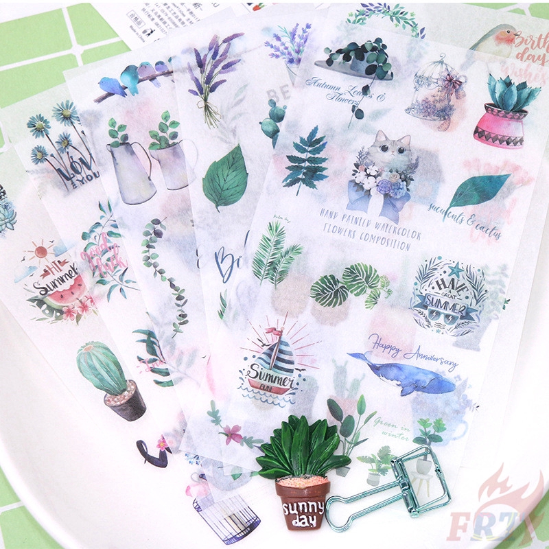 > Ready Stock <❉ Original Plant Giấy và decal dán tường ❉6Sheet/set Tropical Cactus Diary Scrapbooking Decals Stickers