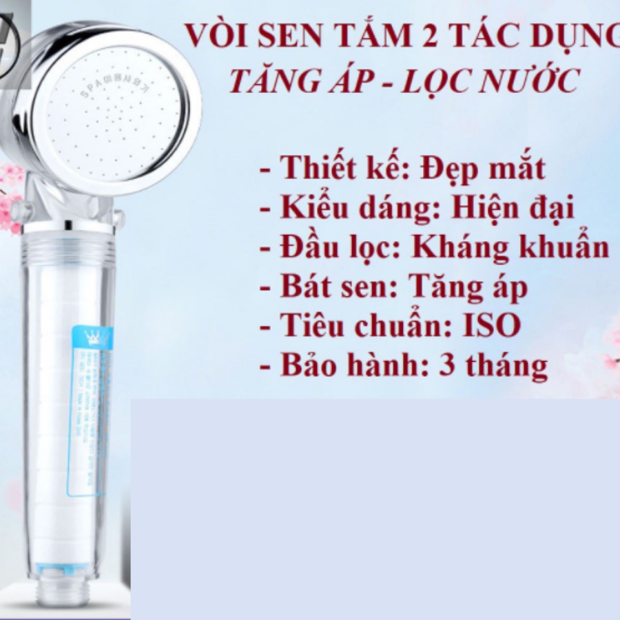 Vòi sen tăng áp lọc nước khử khuẩn HQ cao cấp[ CÓ KÈM THEO LÕI LỌC]