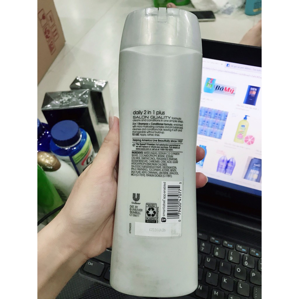 Dầu gội Suave Professionals Daily 2 in 1 Plus (Gội + xả) Balanced Moisture No Heavy Residue 443ml | BigBuy360 - bigbuy360.vn