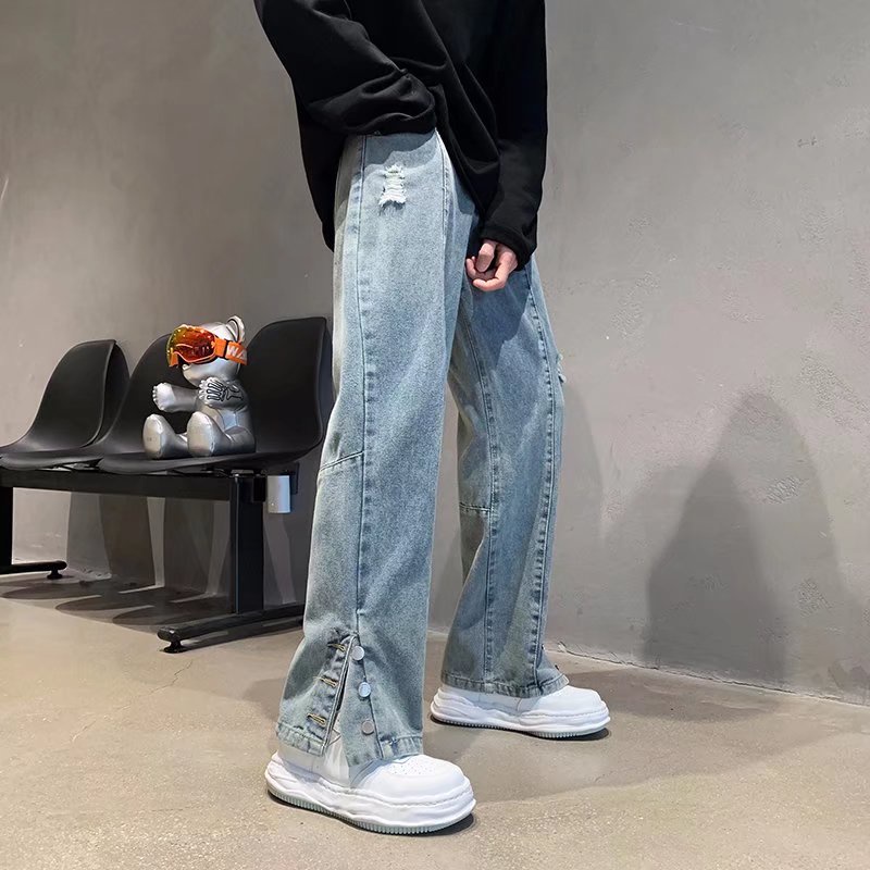 Mới Quần Jeans Dài Rách Gối quần jean nam Thời Trang Dành quần bò nữ phong cách Hàn Quốc ulzzang quần jean nữ chất đũi cao cấp quần bò nữ