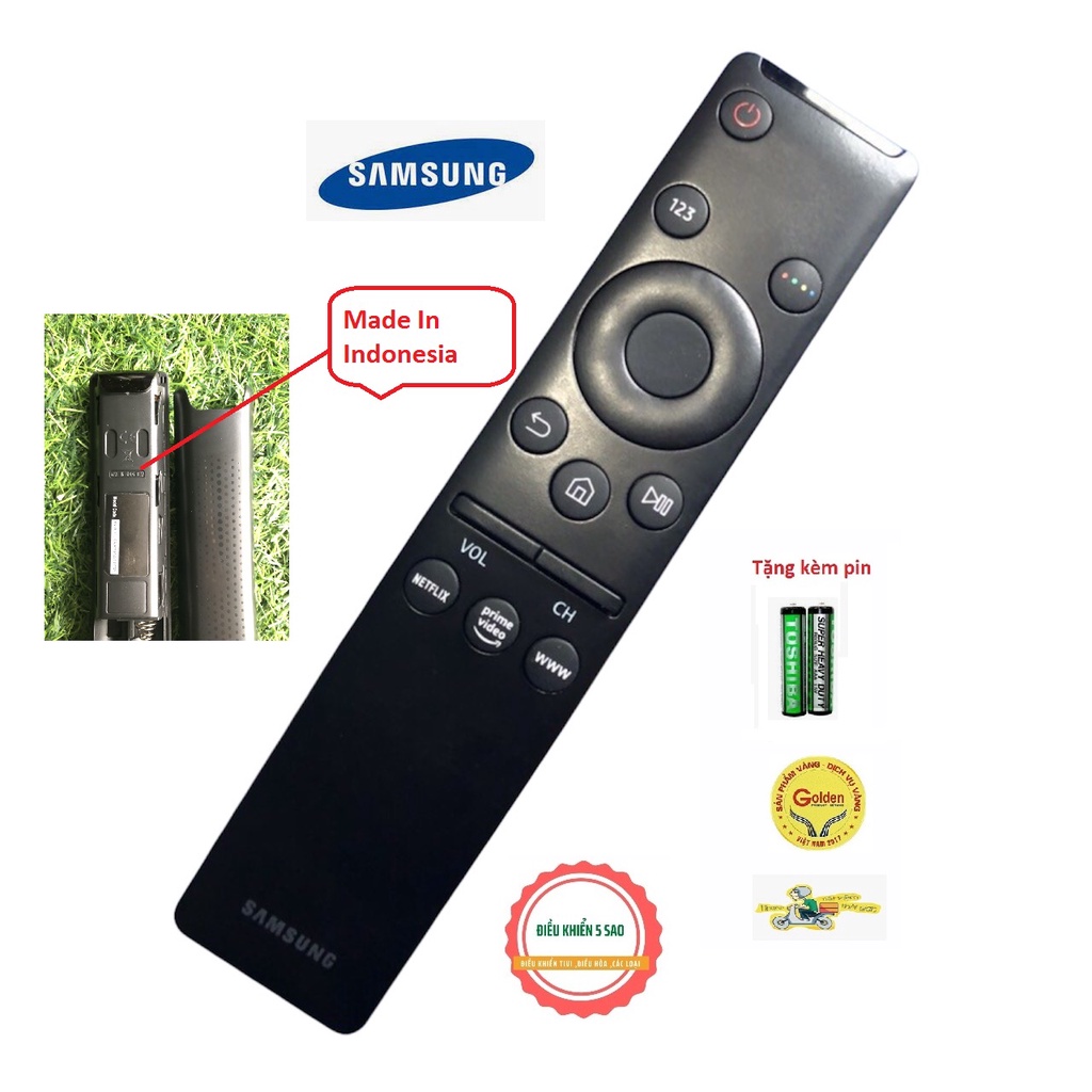 Điều khiển tivi SamSung 4K chính hãng Made in Indonesia dùng được cho tất cả các dong tivi SamSung hiện nay - tặng pin