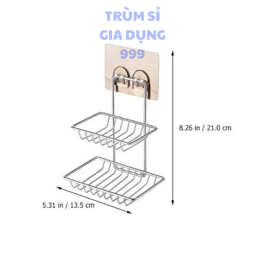 kệ inox dán tường 2 ngăn để xà phòng thép không rỉ, Khay Để Bánh Xà Phòng, kệ để xà bông tắm Dán Tường