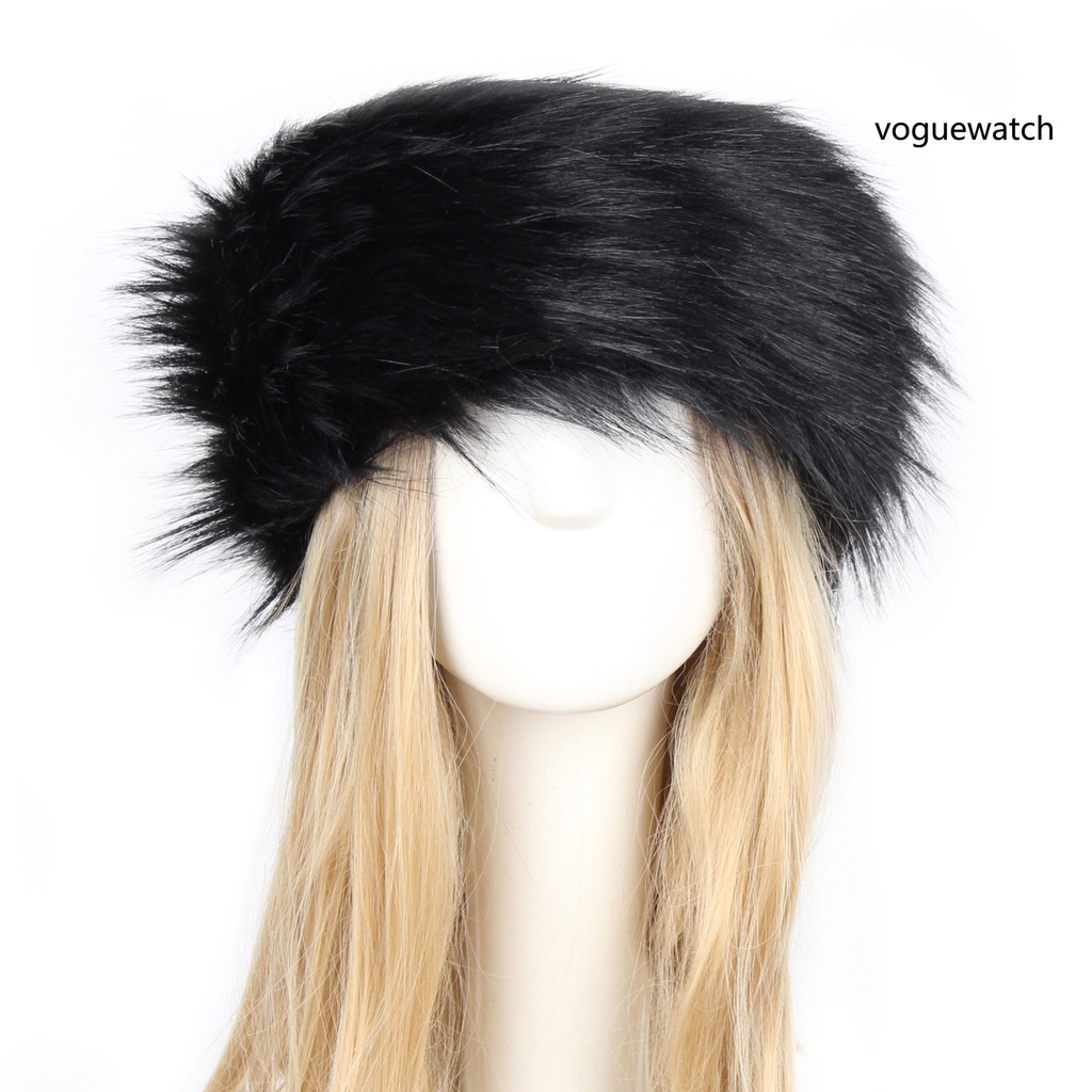 [VOG2] Mũ Turban Rộng Vành Phối Lông Giả Dày Dặn Trượt Tuyết Cho Nữ