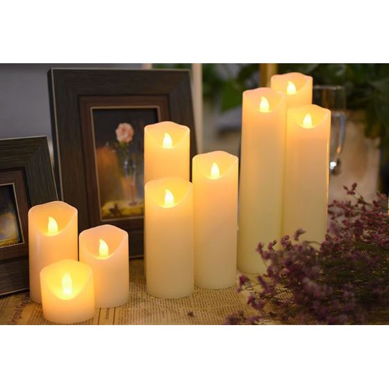 Nến điện tử sáp nhựa trang trí 5,3 x 5cm nến giả lồng nến, nến cốc