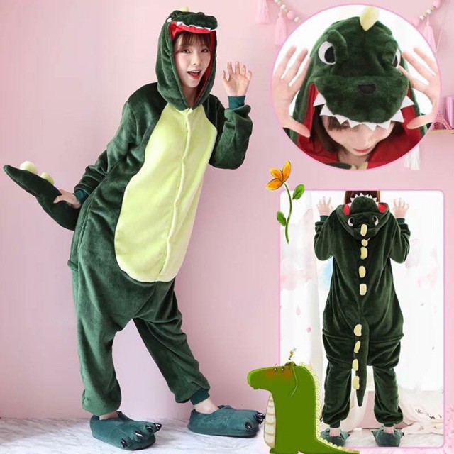 [RẺ VÔ ĐỊCH] Bộ Đồ Ngủ Thú Khủng Long Xanh Pijama Cá Sấu Cosplay | BigBuy360 - bigbuy360.vn